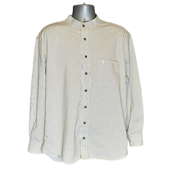 Weston Trading Celtic Ranchwear Irish Tradition Stripe Shirt Size XL Collarless - Picture 1 of 7